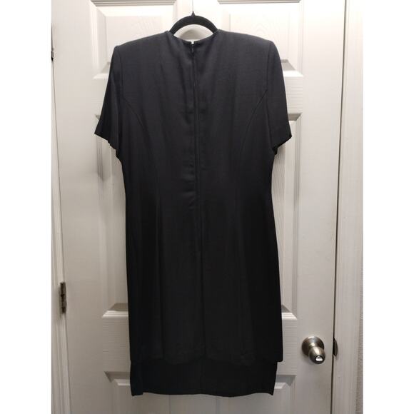 Vintage Julian Taylor Size 12 Black Color Block Shoulder Pads Structured Dress - Picture 3 of 7
